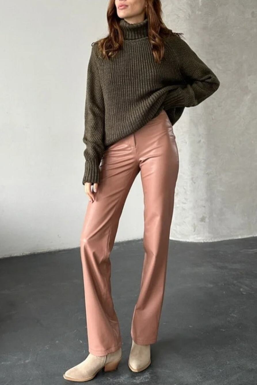 Pistola Cassie Vinyl High Rise Straight Leg Pants Mellow Rose Vinyl Size 28 NWT